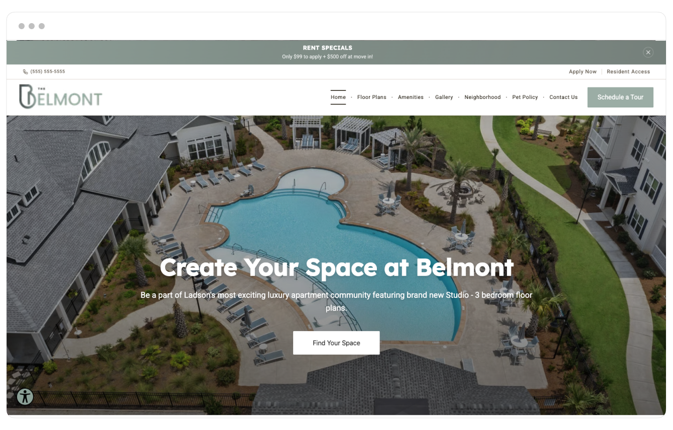 Belmont theme displayed on desktop