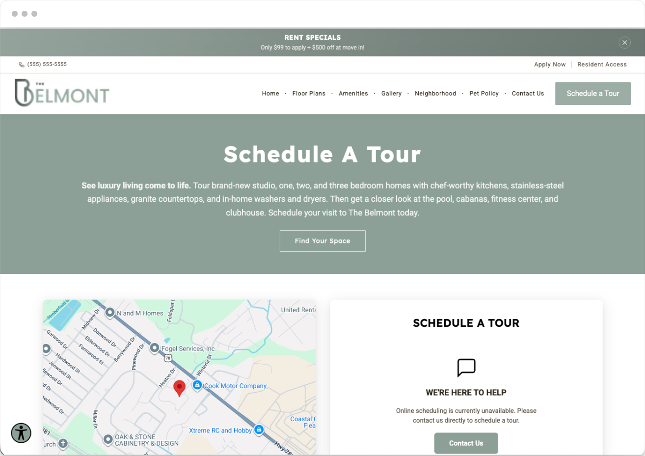 Schedule a Tour Preview of Belmont Property Website Theme