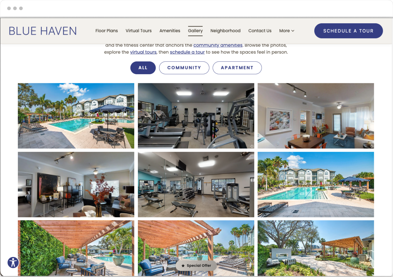 Gallery Page of Blue Haven Property Website Theme