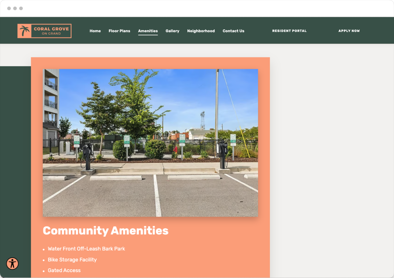 Amenities Page Preview of the Comfy Property Website Theme