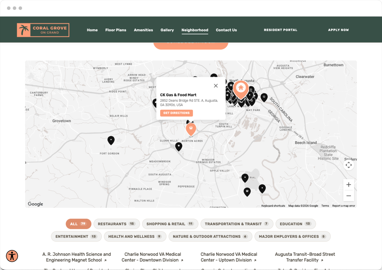 Neighborhood Page Preview of the Comfy Property Website Theme