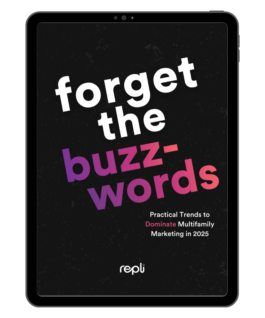 A tablet with the words `` forget the buzz-words '' on it.
