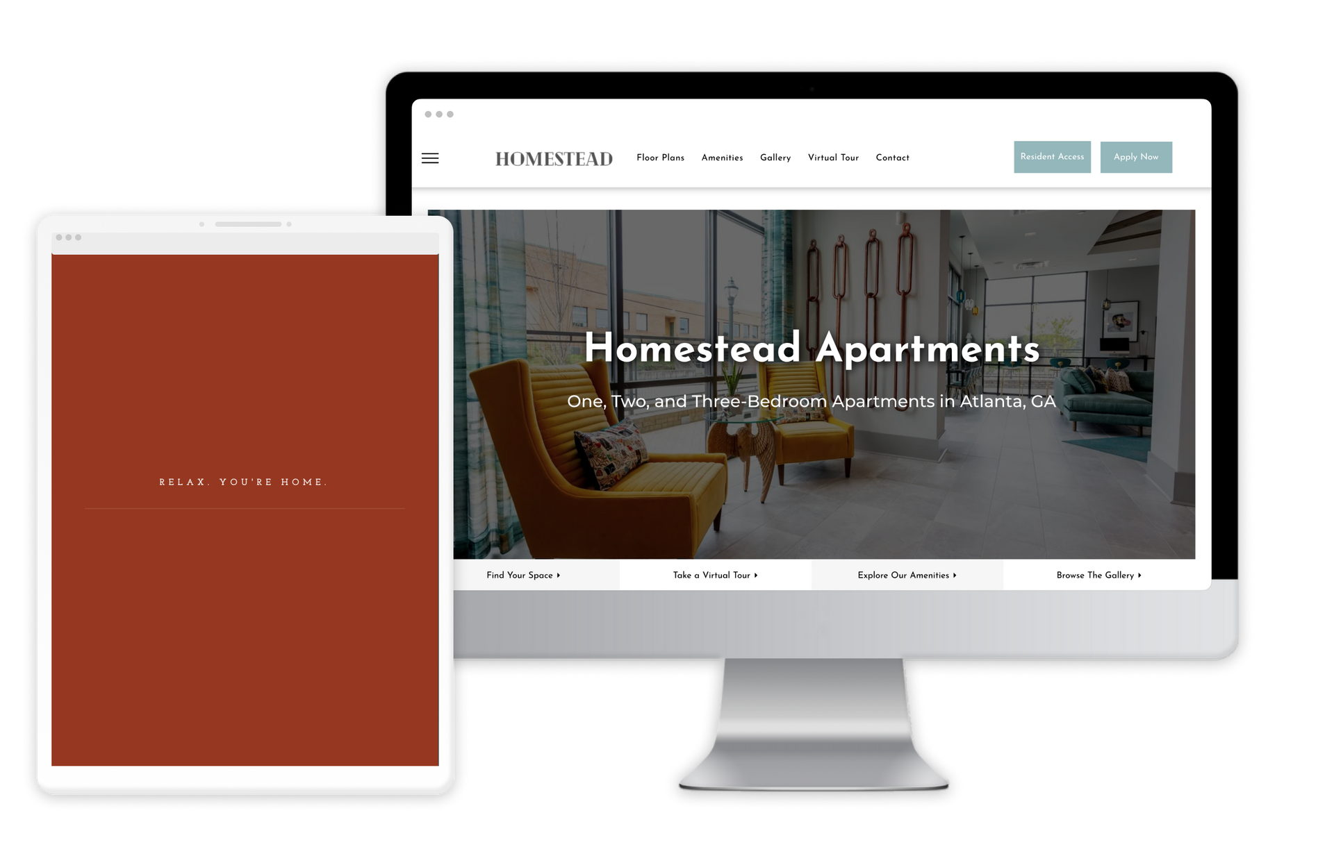 Homestead Property Website Theme on Tablet and Mobile