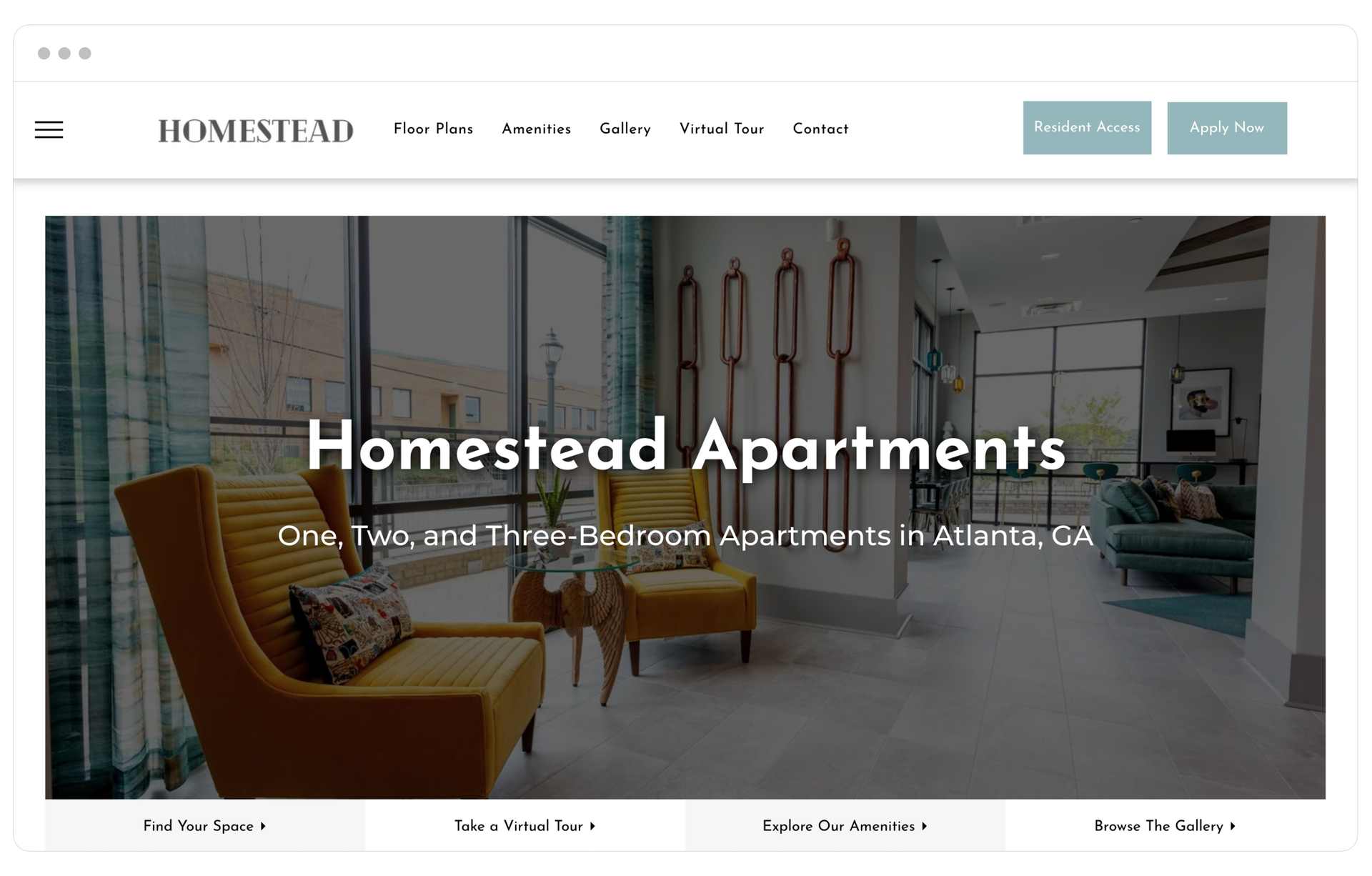 Homestead theme displayed on desktop