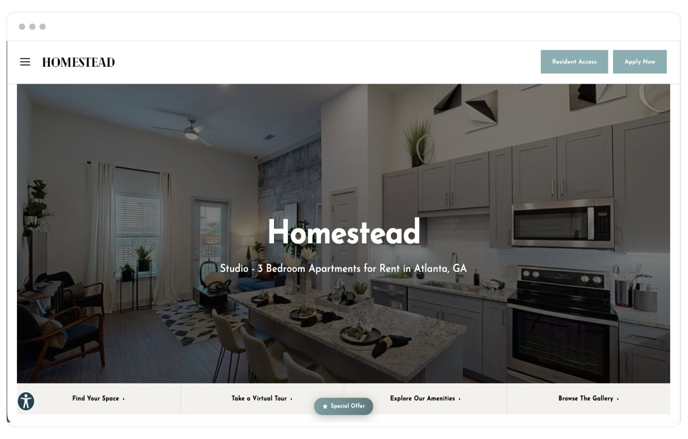 Homestead theme displayed on desktop