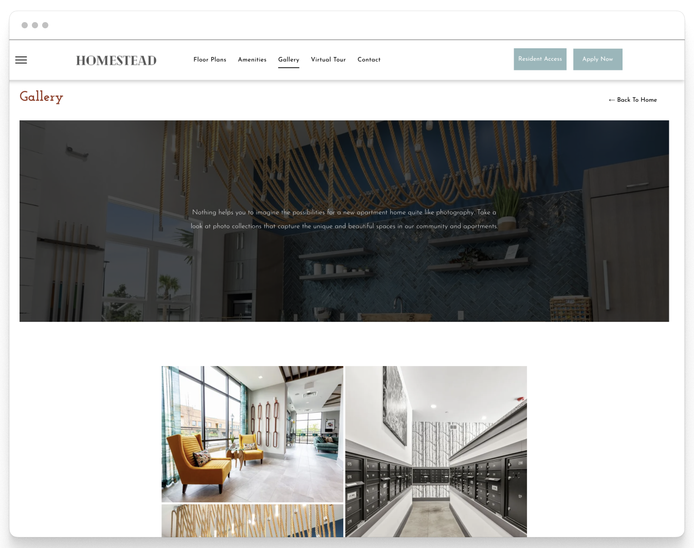 Gallery Page Preview on Homestead Property Website Theme