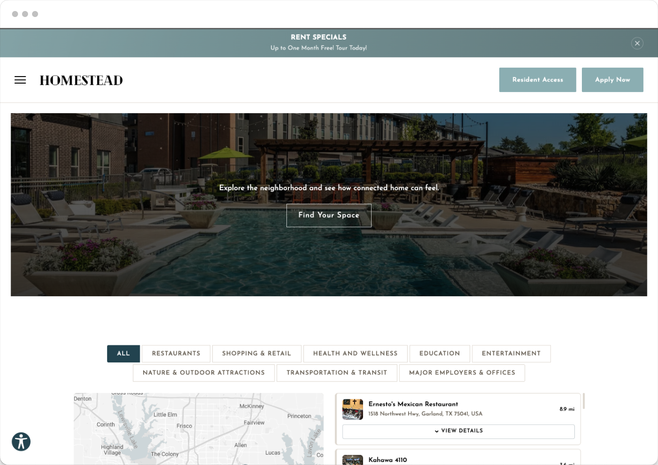 Neighborhood Page on Homestead Property Website Theme