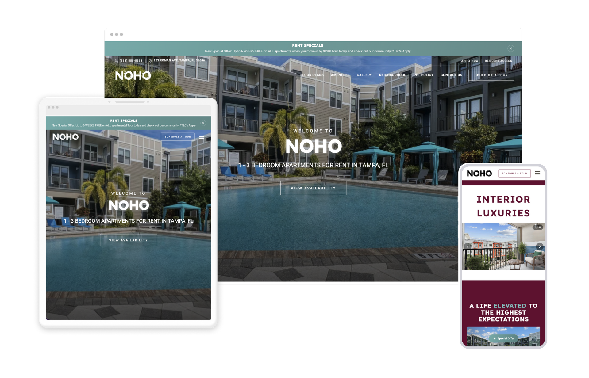 Noho Property Website Theme on Tablet and Mobile