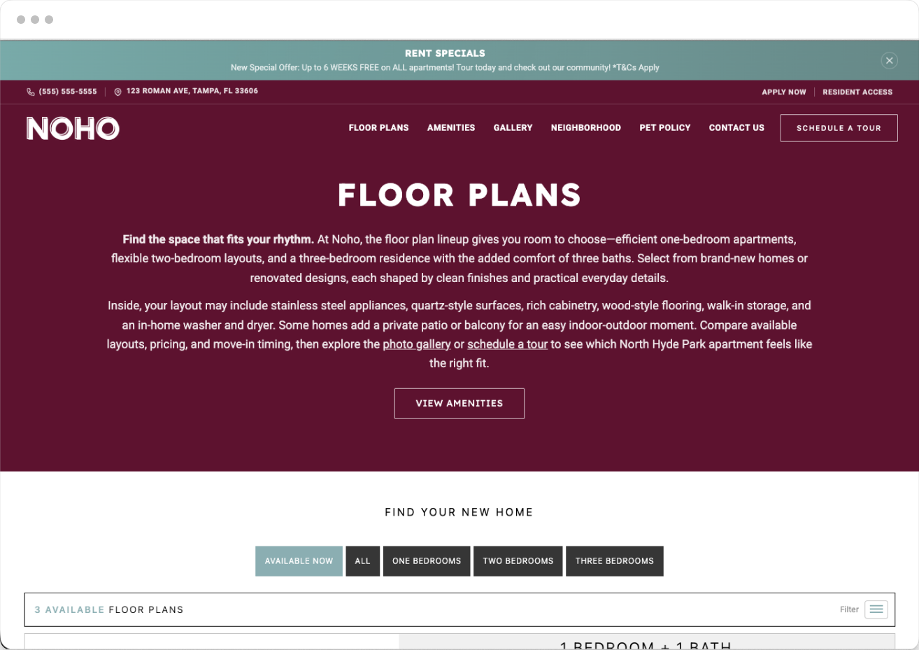 Floor Plans of Noho Property Website Theme