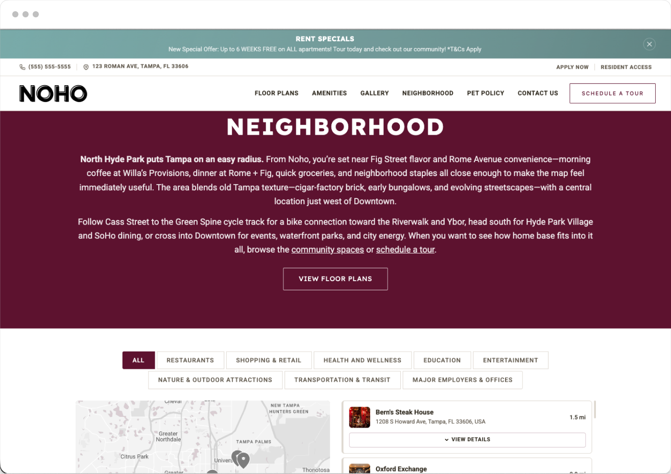Neighborhood Page of Noho Property Website Theme