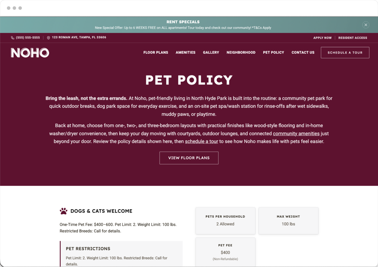 Pet Policy of Noho Property Website Theme