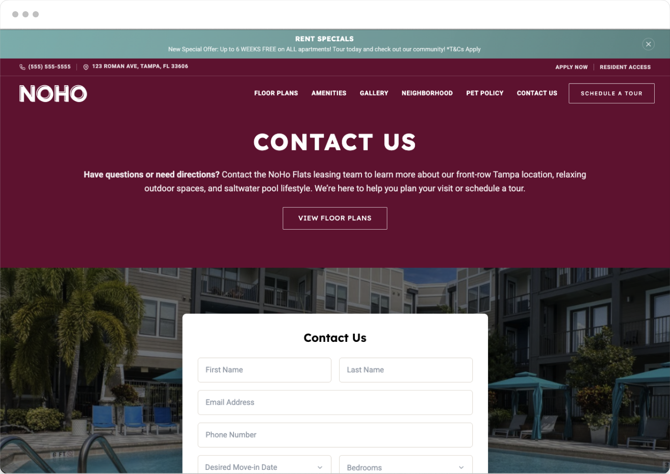 Contact Us Page of Noho Property Website Theme