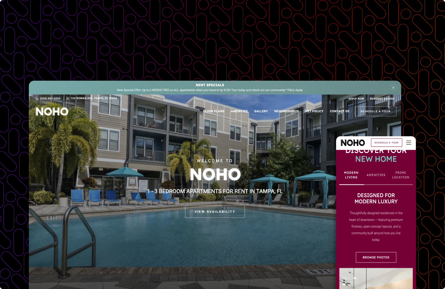 A screenshot of a website for a real estate company.