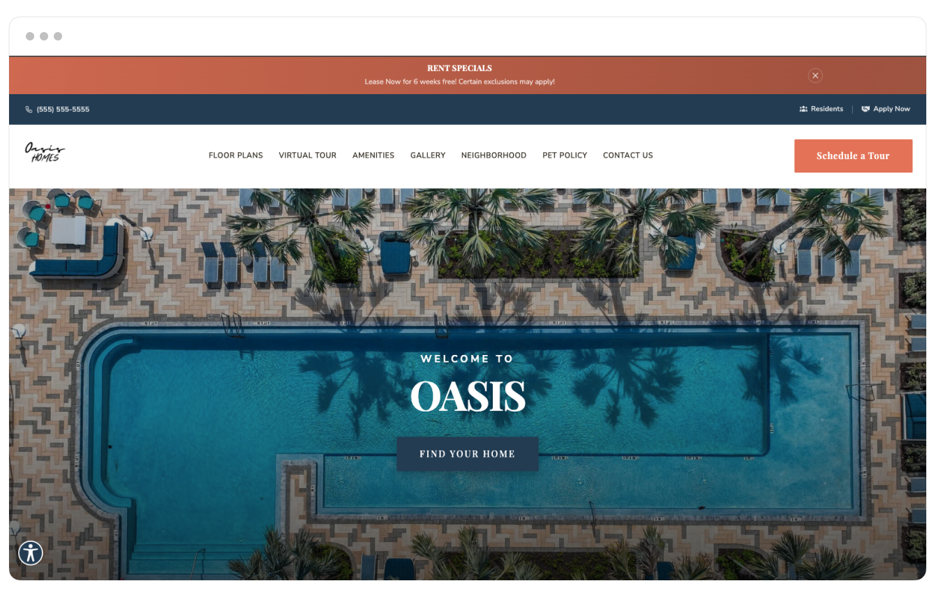 Oasis theme displayed on desktop