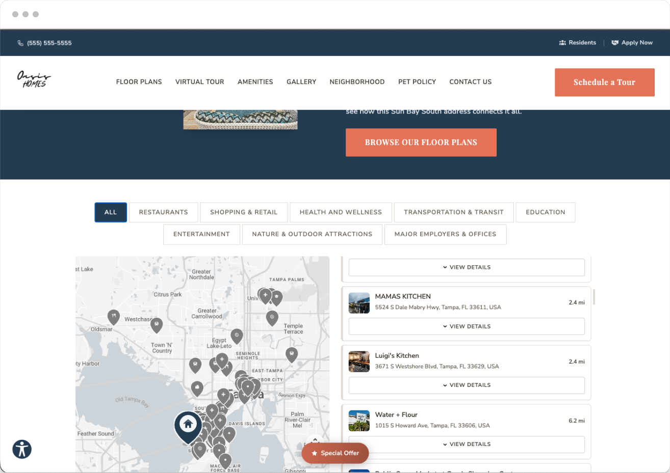 Neighborhood Preview of Oasis Property Website Theme