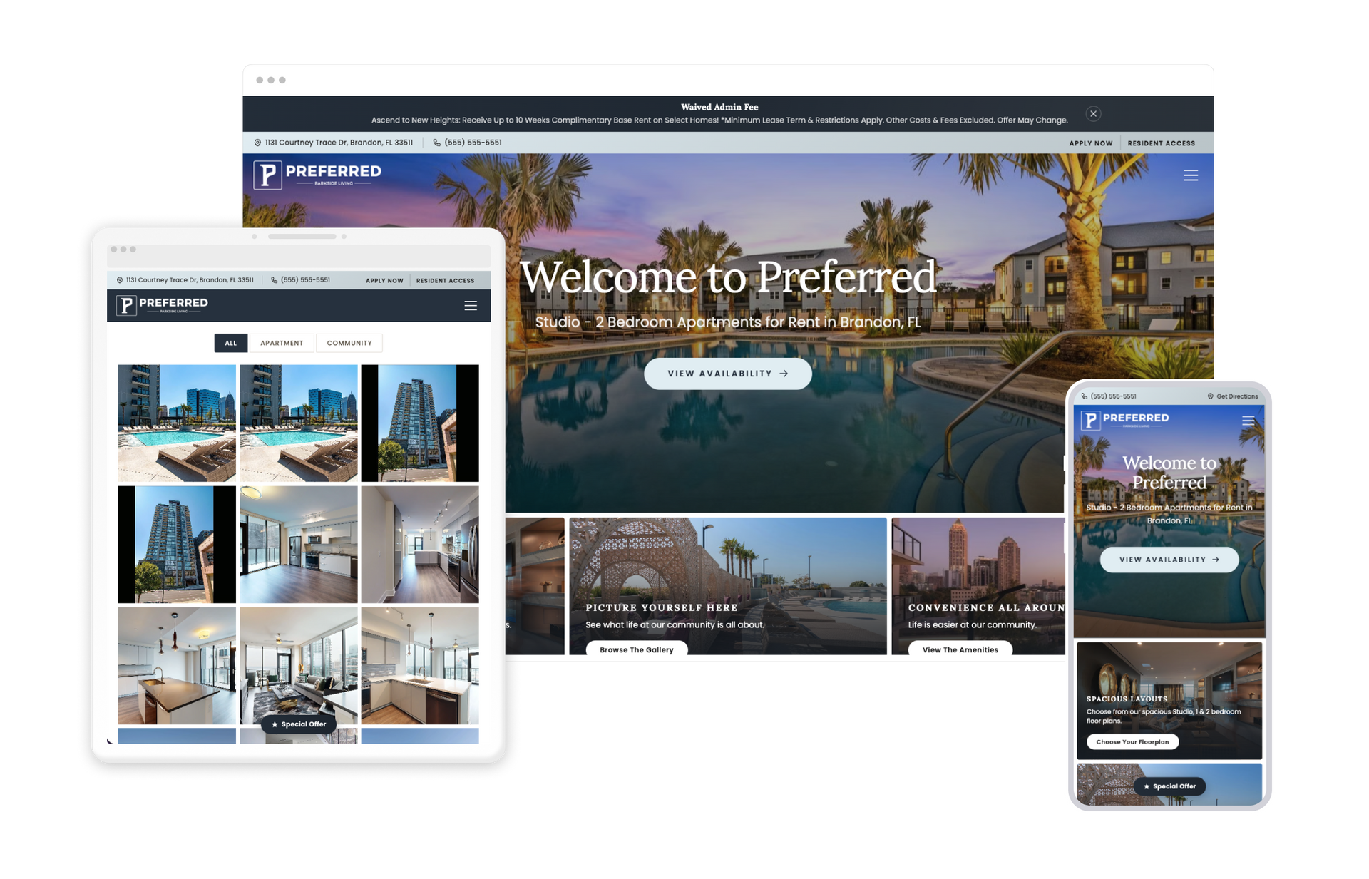 Preferred Property Website Theme on Tablet and Mobile