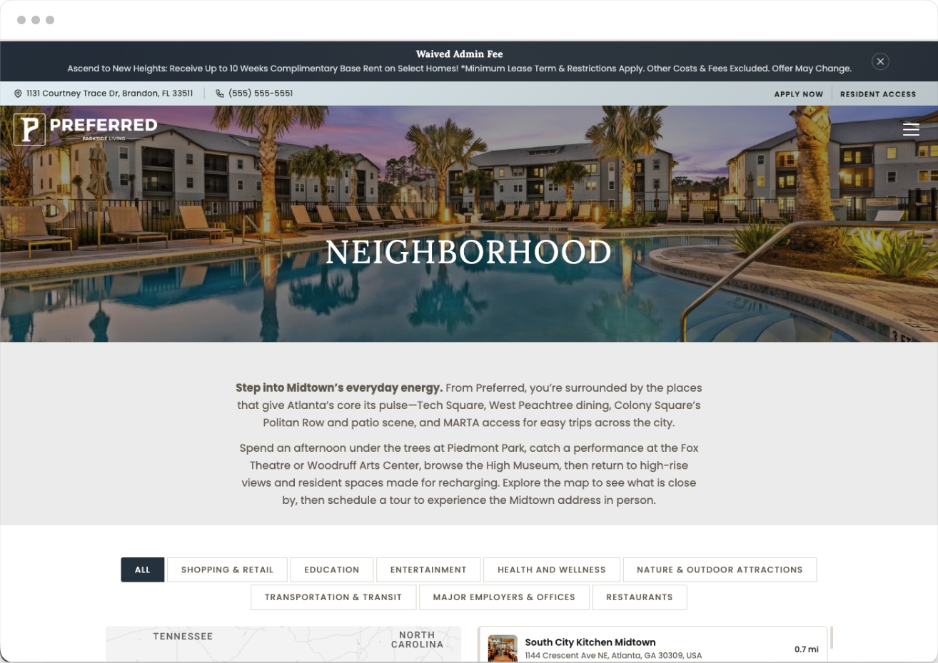 Neighborhood Page Page Preview of the Preferred Property Website Theme