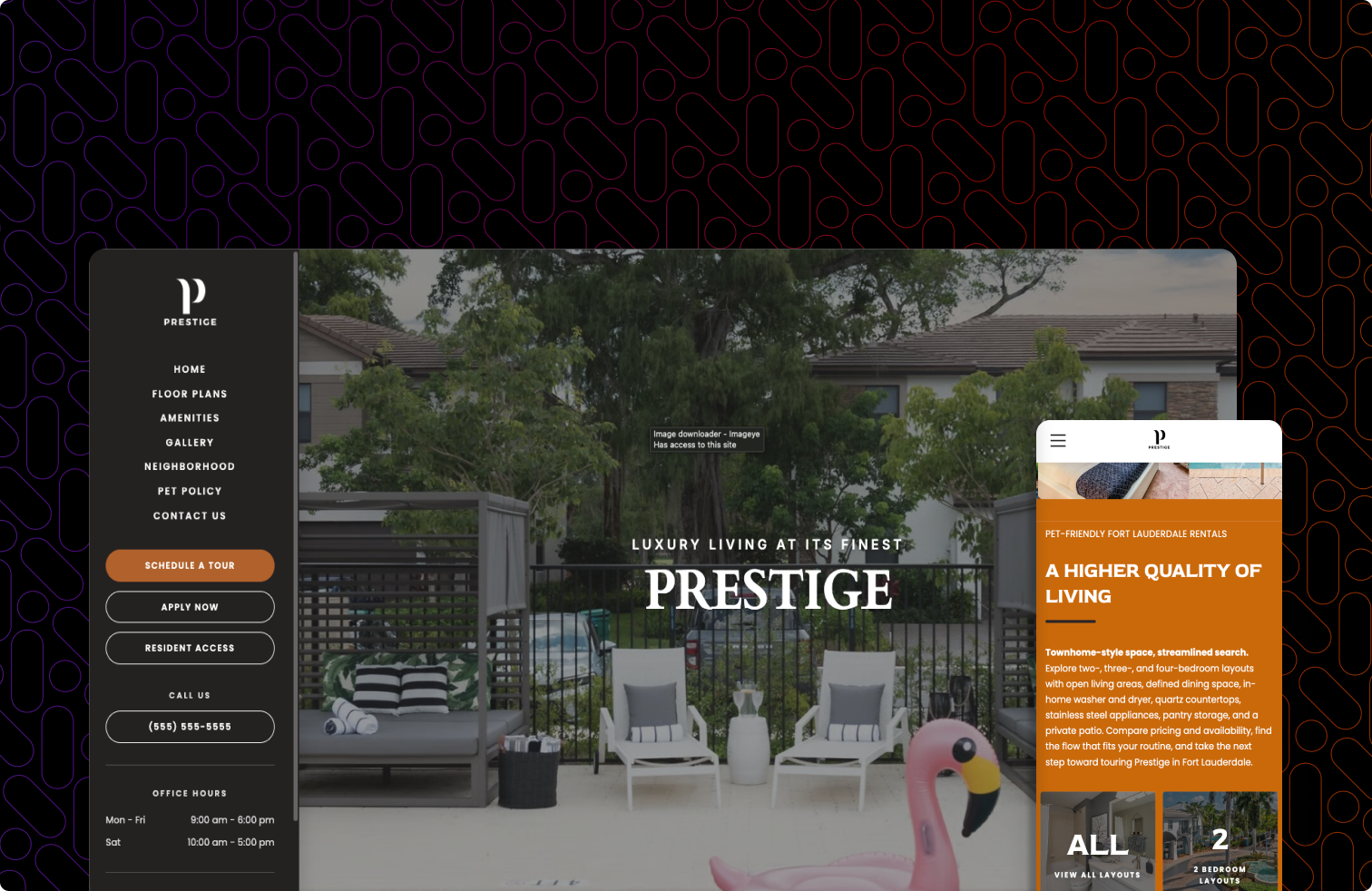 A website that says luxury living at its finest