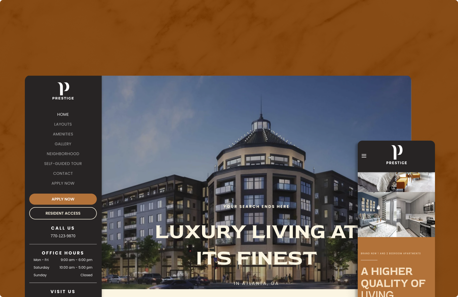 A website that says luxury living at its finest