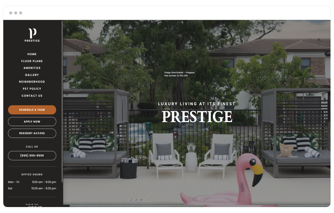 Prestige Theme Homepage on Desktop