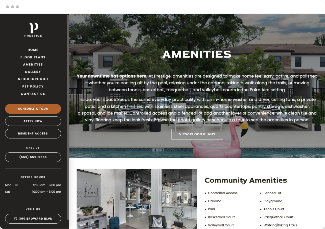 Amenities Page of Prestige Property Website Theme