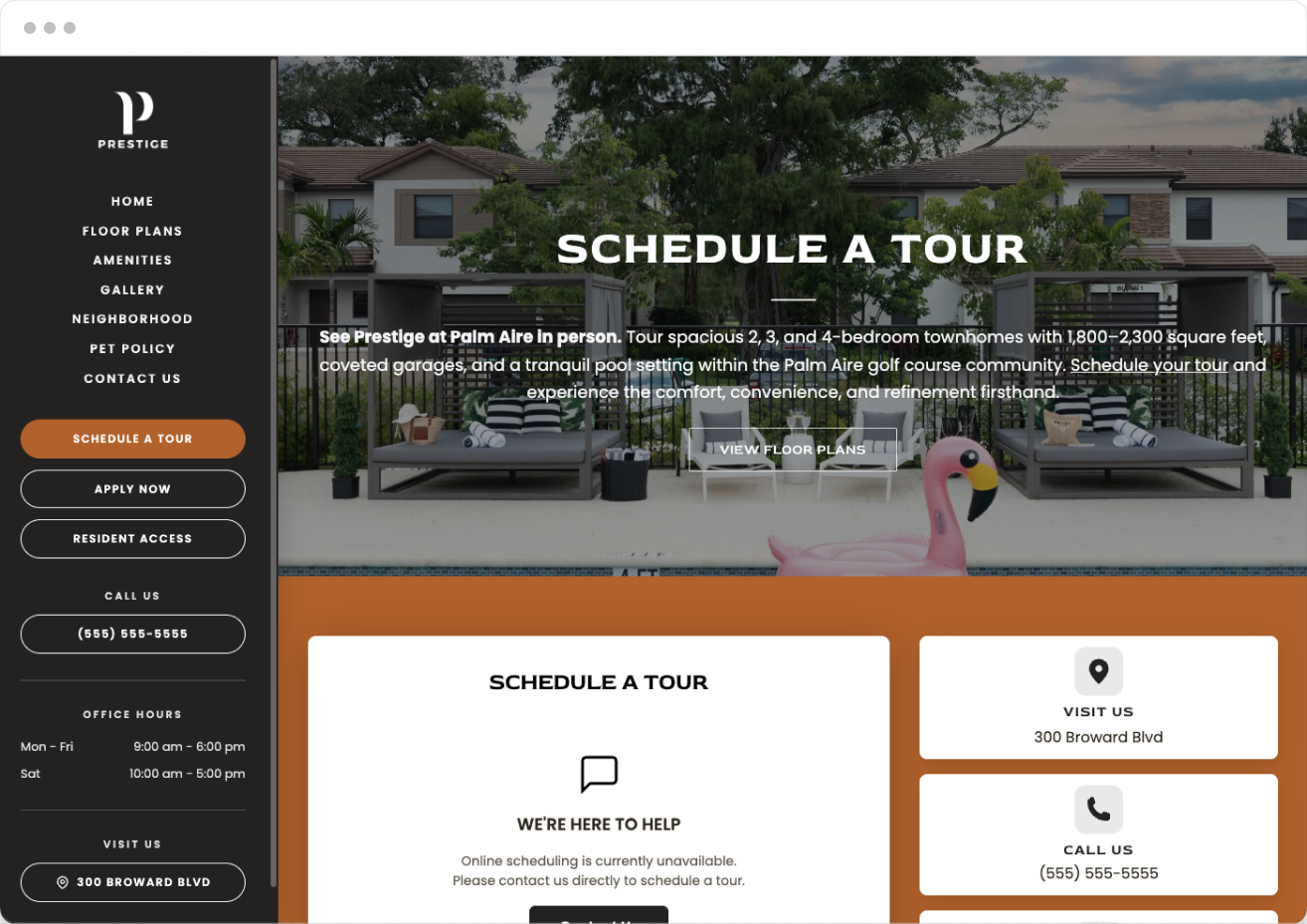 Schedule a Tour Preview of Prestige Property Website Theme