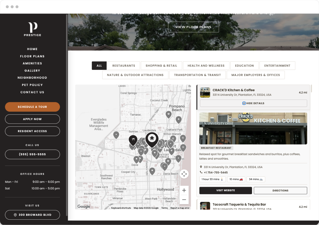 Neighborhood Page of Prestige Property Website Theme