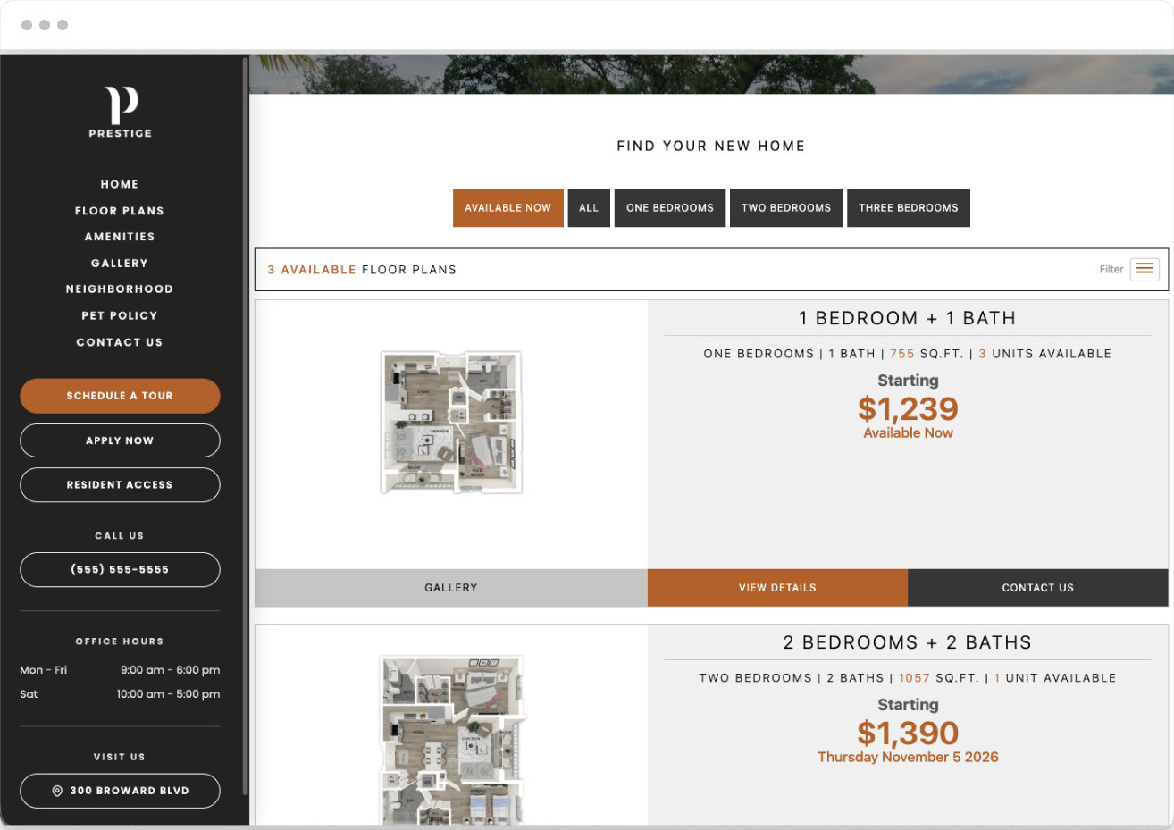 Floor Plan Page of Prestige Property Website Theme