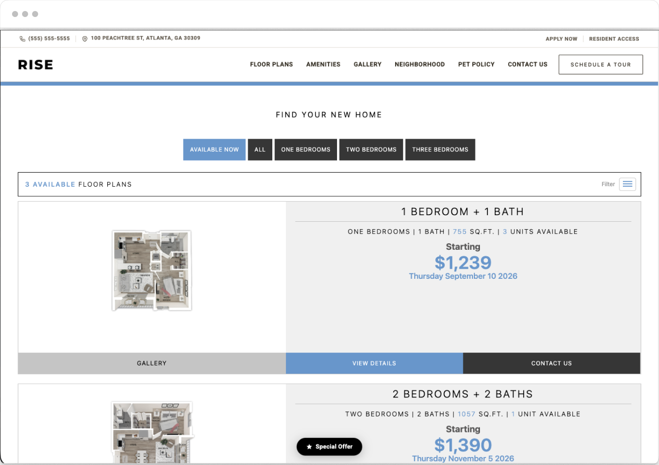 Floor Plans onRise Property Website Theme