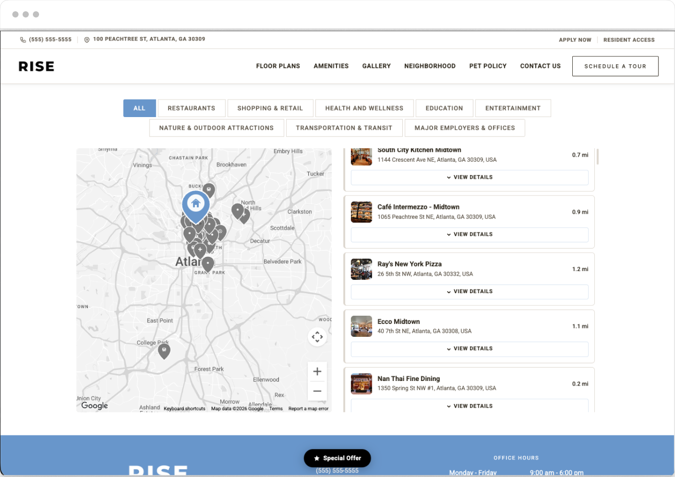 Neighborhood Page of Rise Property Website Theme