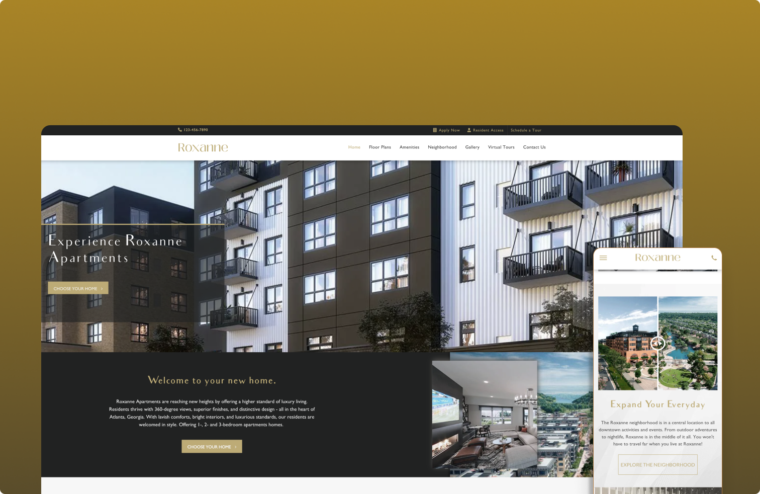 A computer screen with a picture of a building on it next to a cell phone.