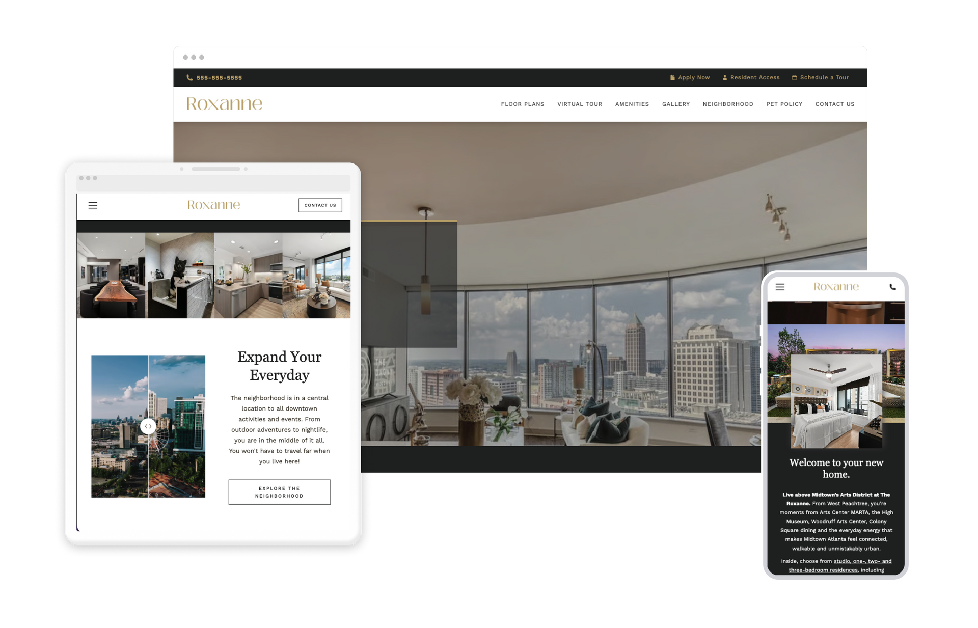 Roxanne Property Website Theme on Tablet and Mobile