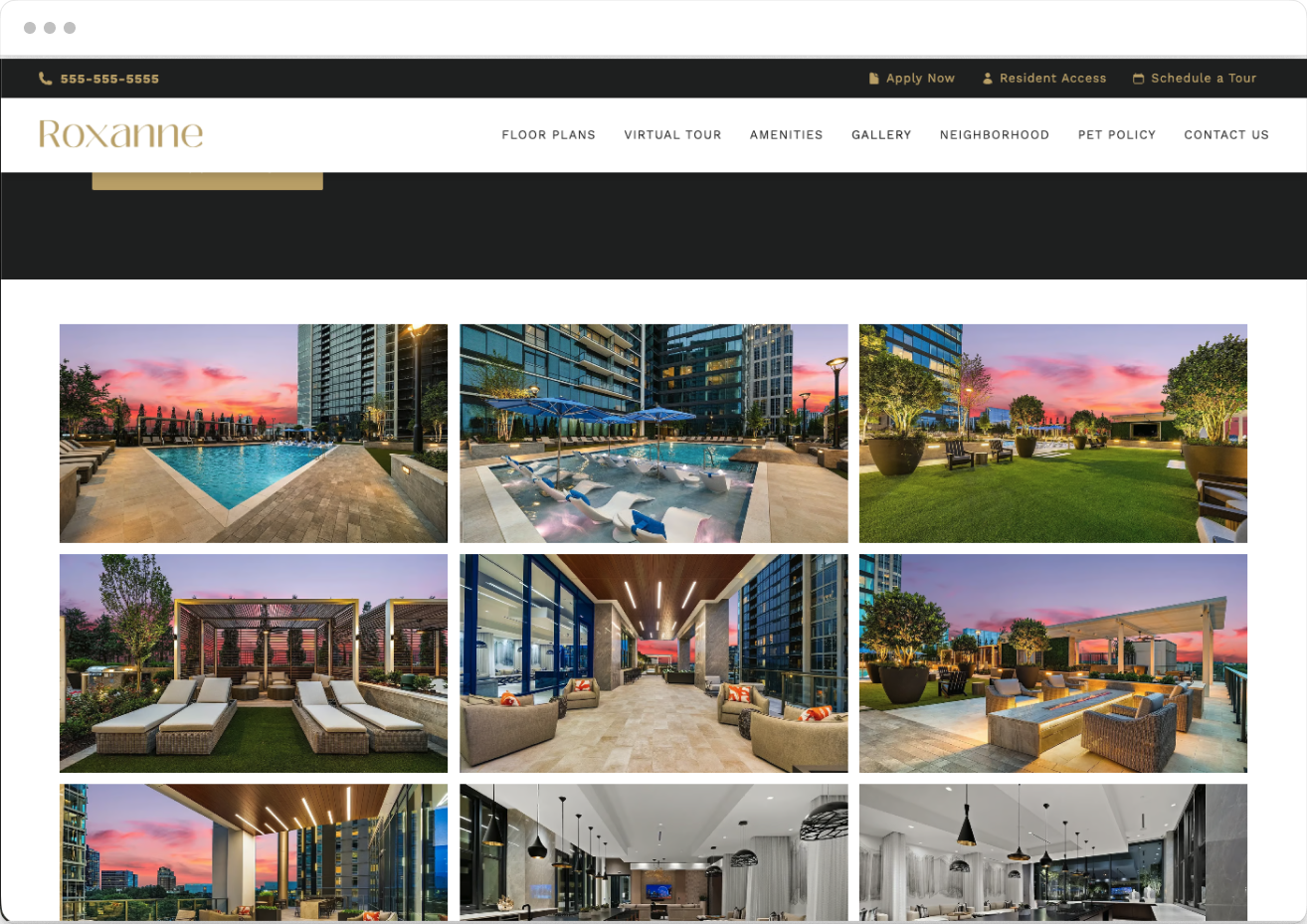 Gallery Page Preview of the Roxanne Property Website Theme