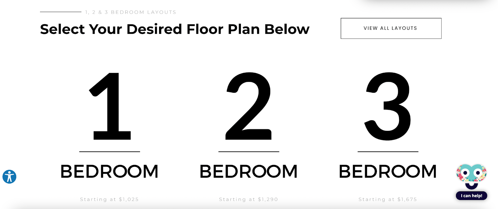 A screenshot of a website that says `` select your desired floor plan below ''.
