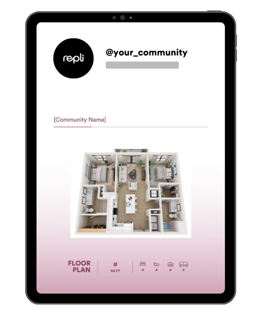 A tablet with a floor plan of a house on it.