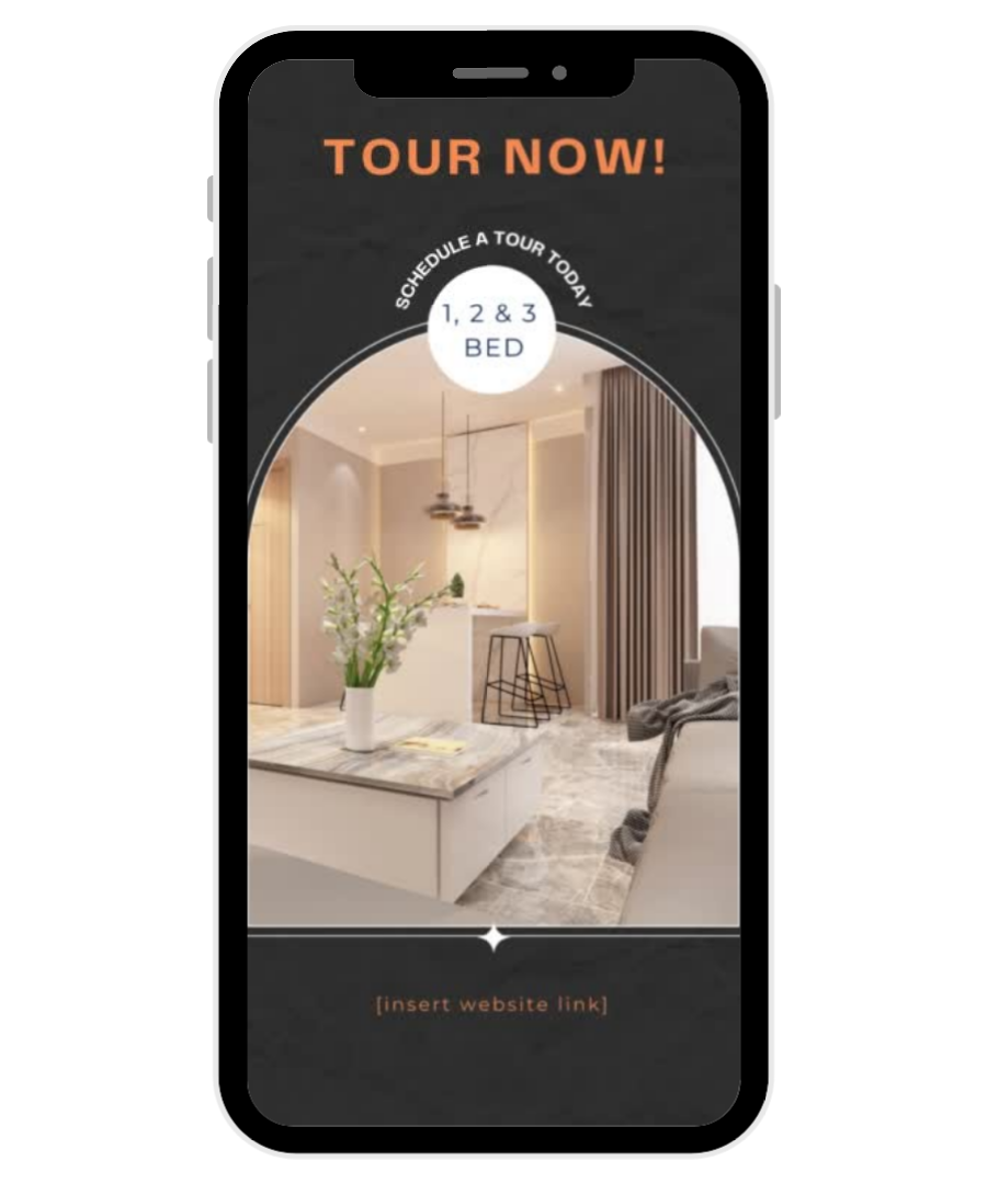A phone with a picture of a living room on it.