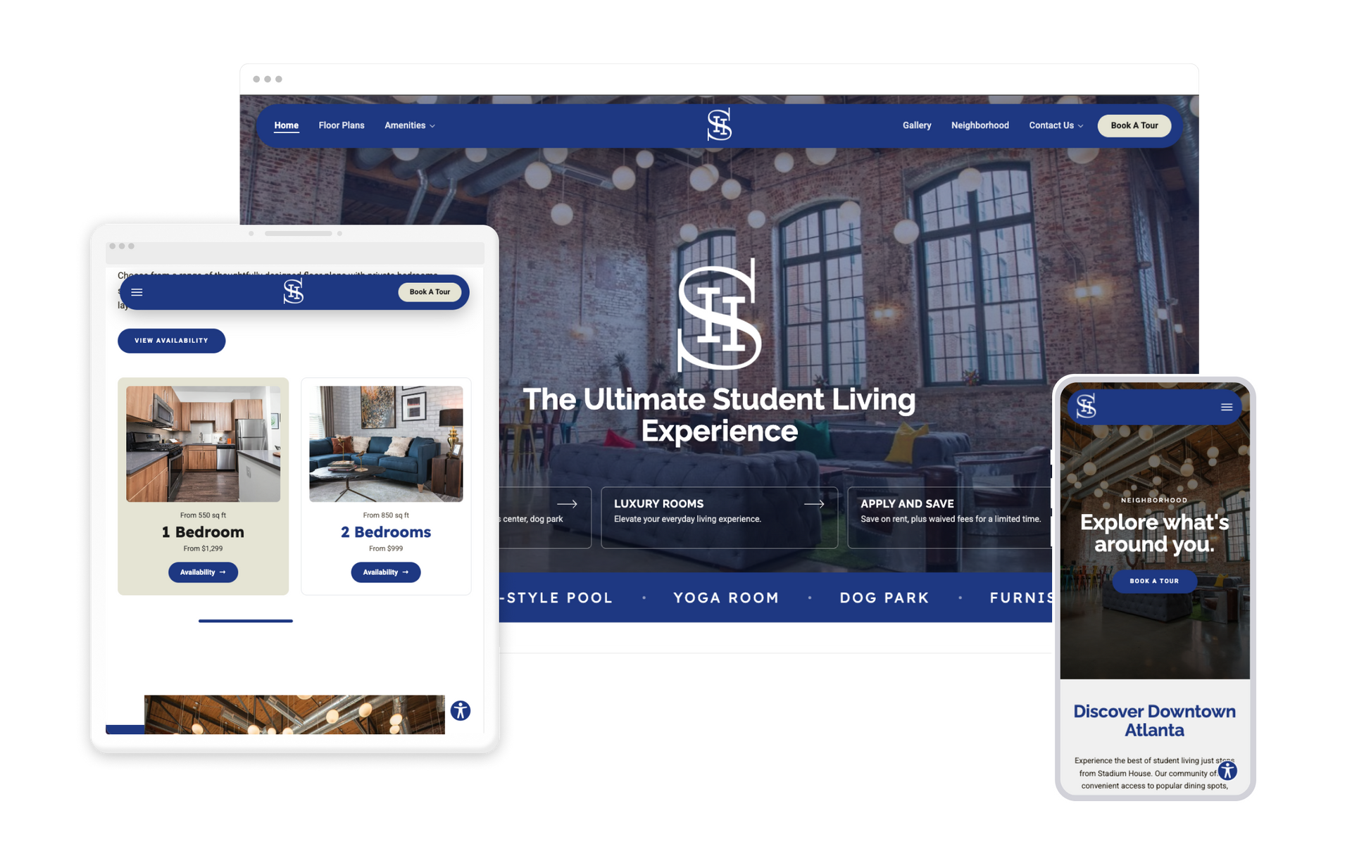 Stadium House Website Theme on Tablet and Mobile