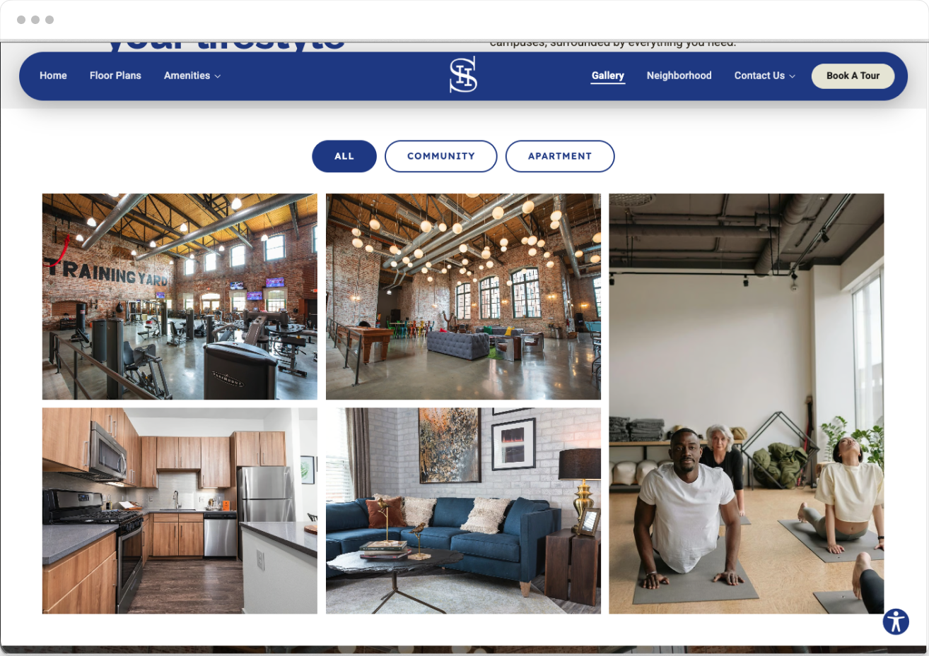 Gallary Page Preview of the Stadium Student Property Website Theme