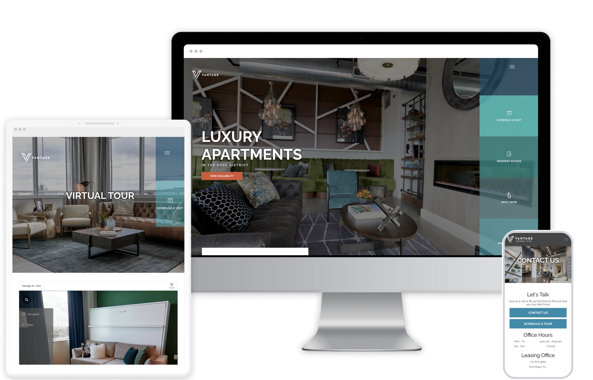 Vantage Property Website Theme on Tablet and Mobile