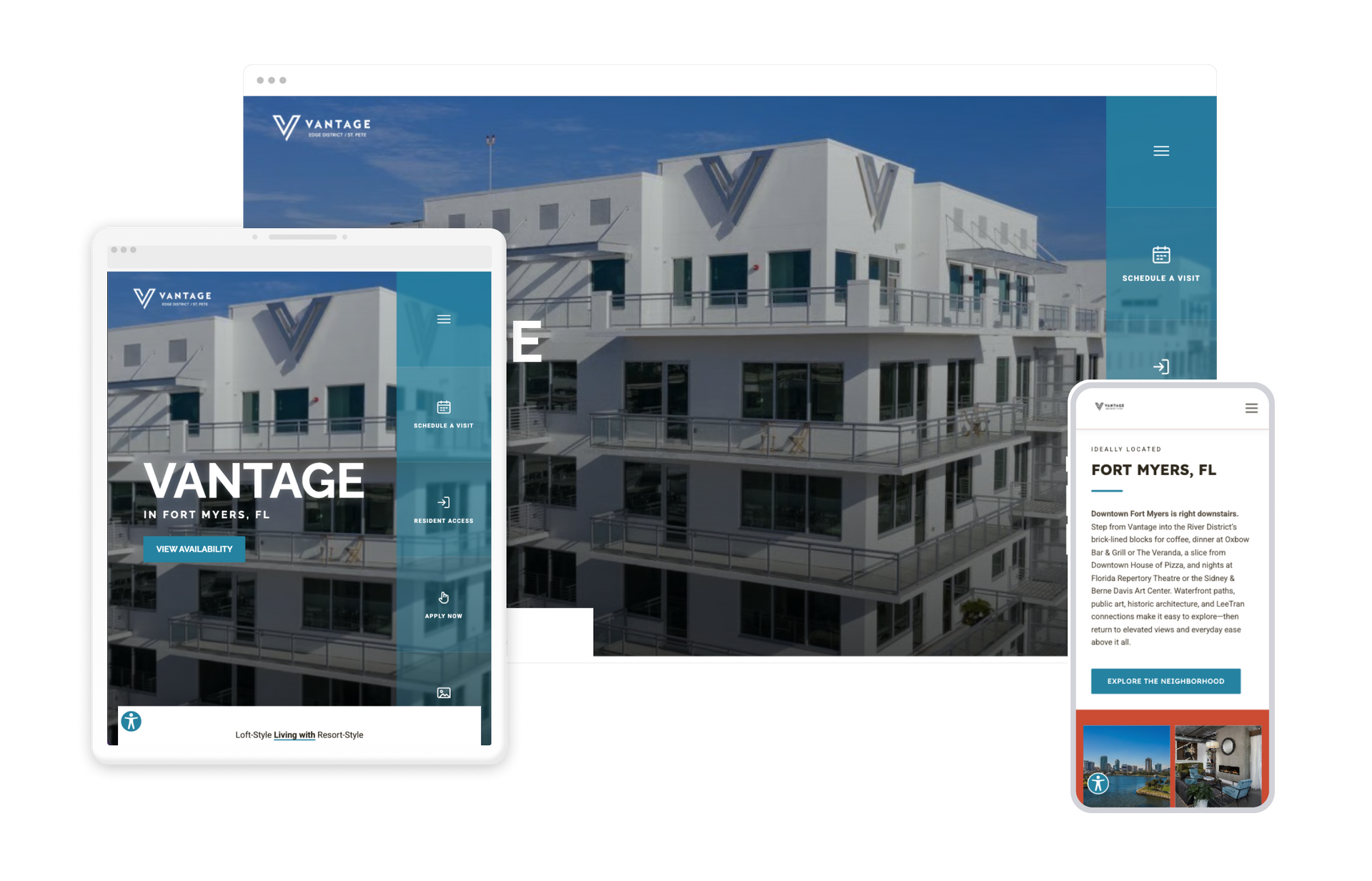 Vantage Property Website Theme on Tablet and Mobile