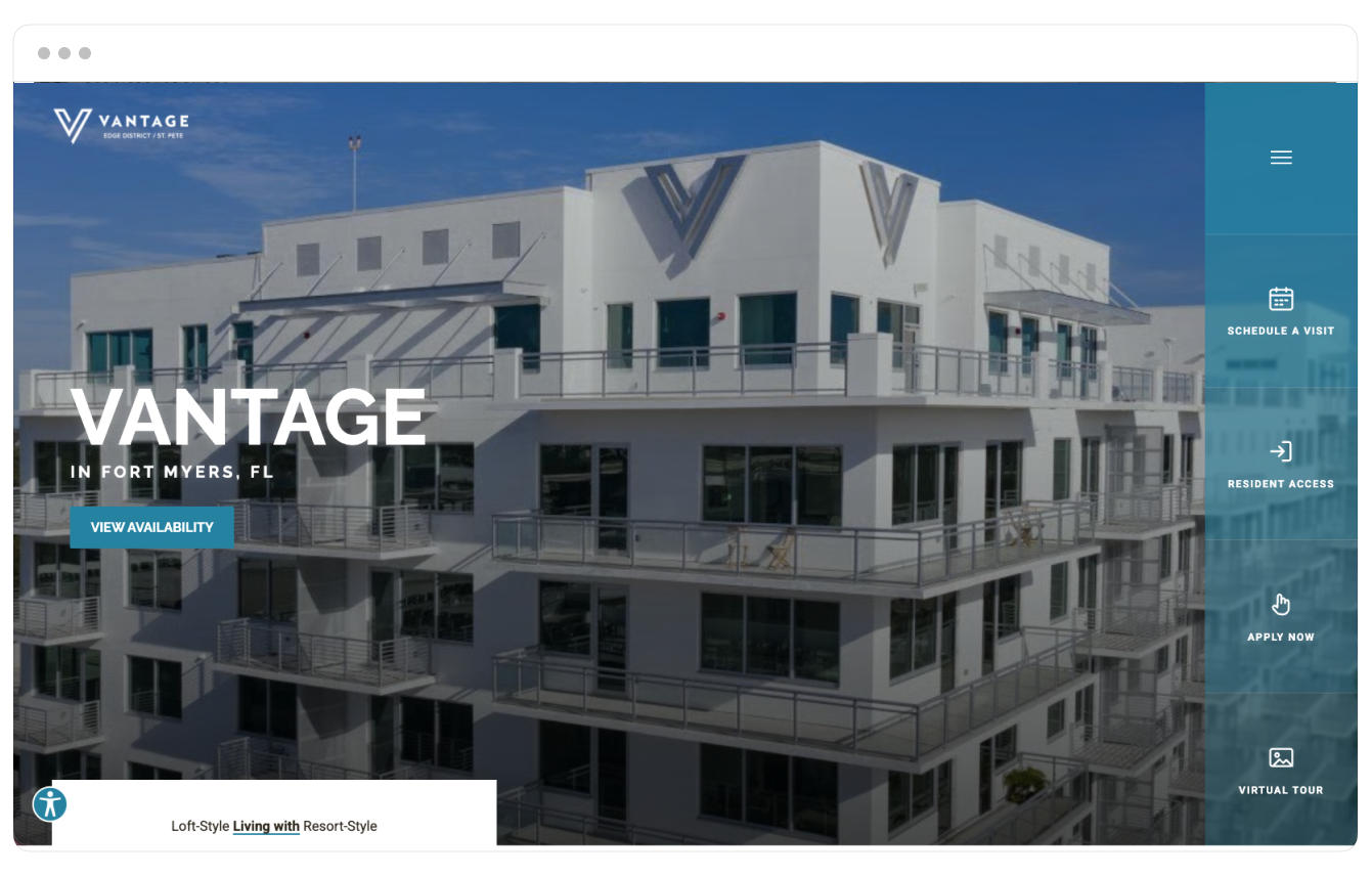 Vantage theme displayed on desktop