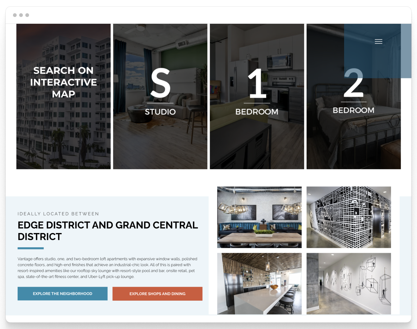 Home Page Content Preview of Vantage Property Website Theme