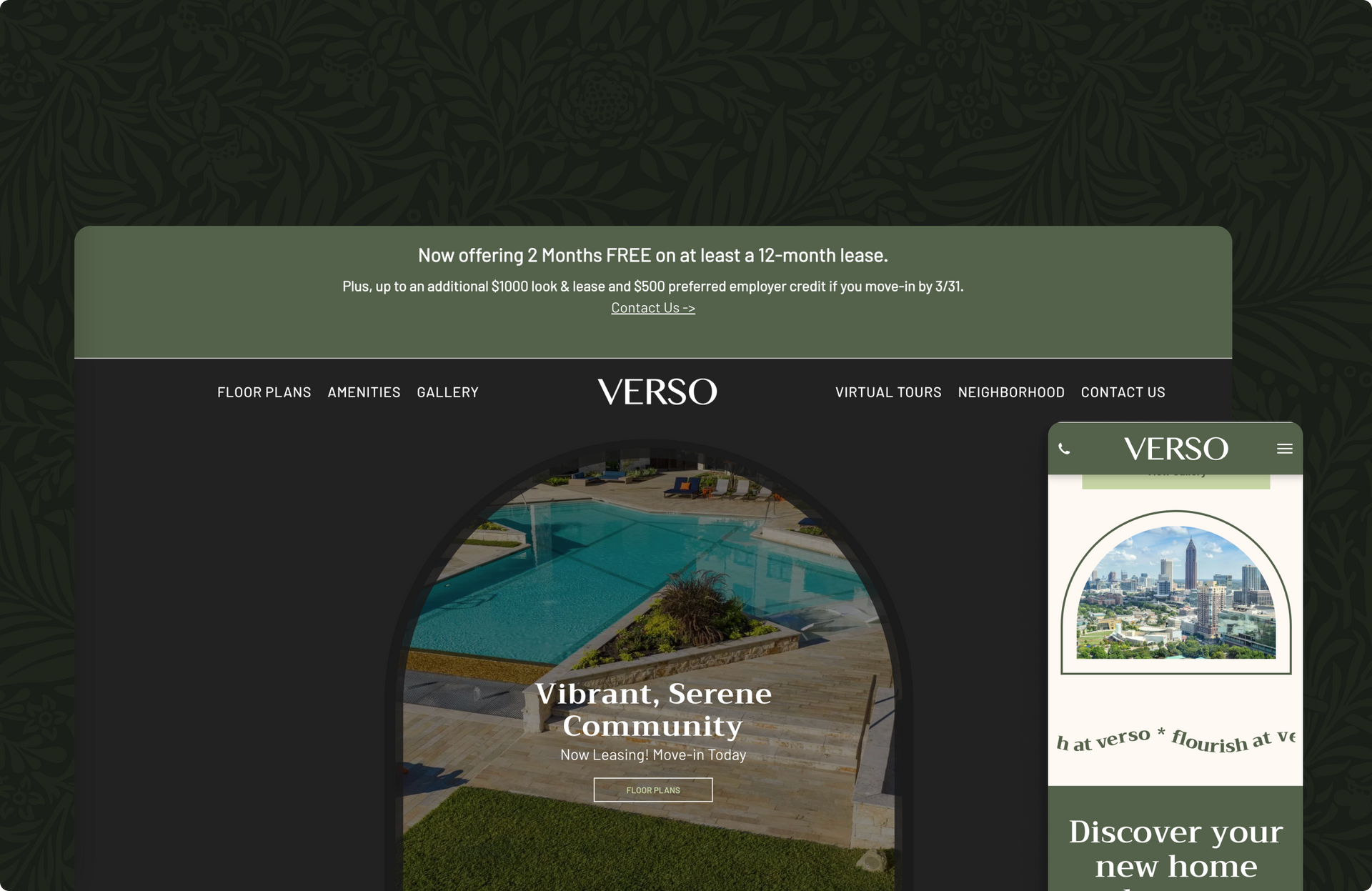 A website with a picture of a pool on it