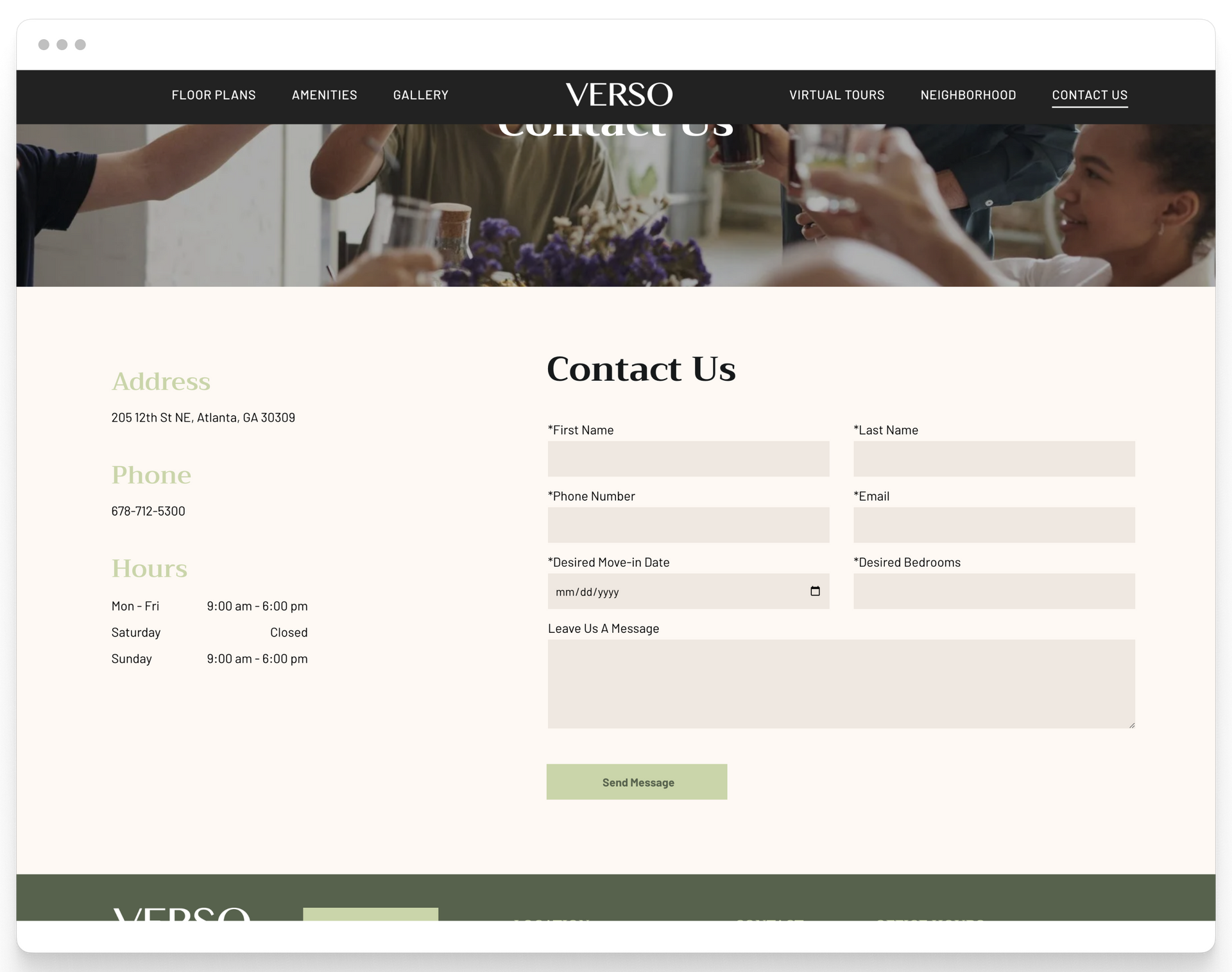 Contact Us Page Preview of Verso Property Website Theme
