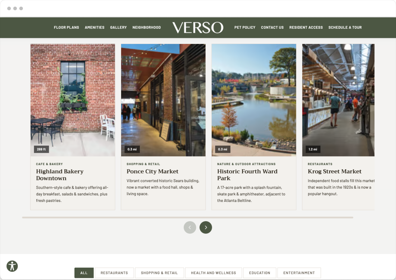 Neighborhood Page Page Preview of Verso Property Website Theme