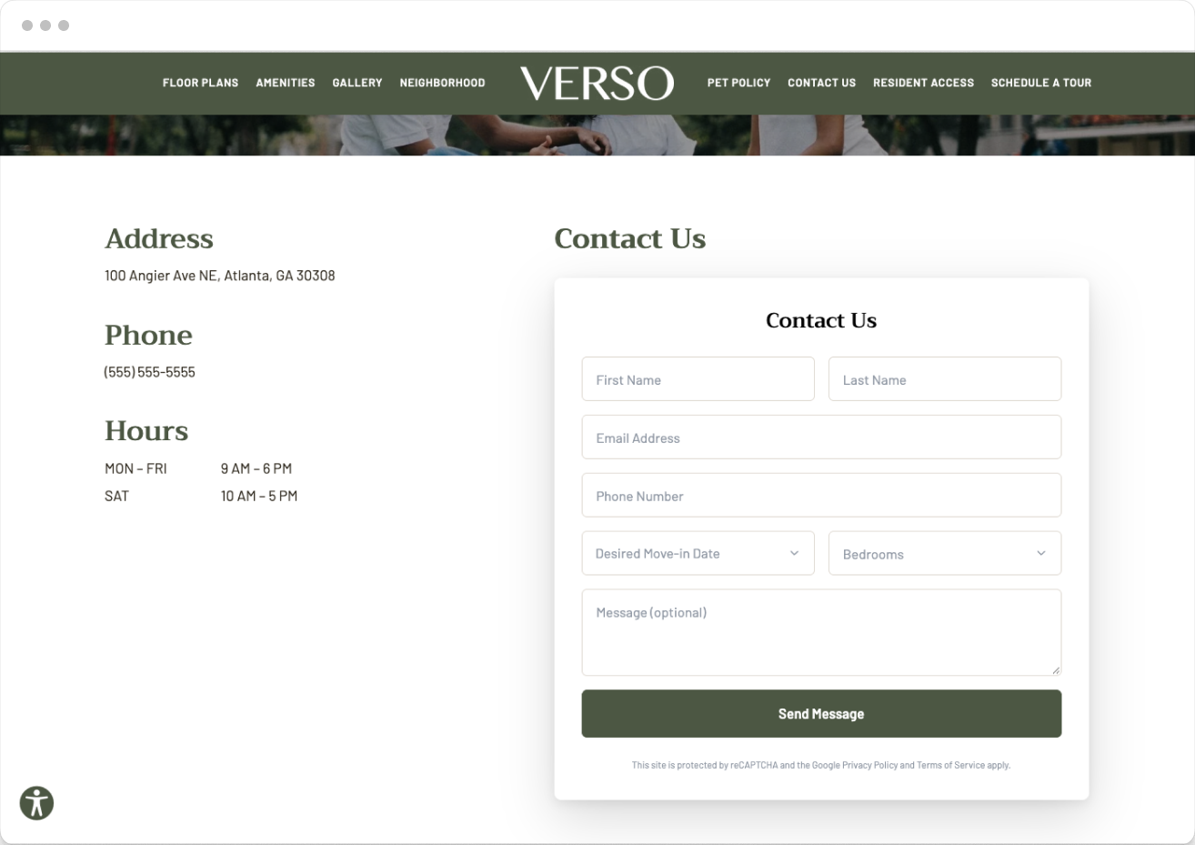 Contact Us Page Preview of Verso Property Website Theme