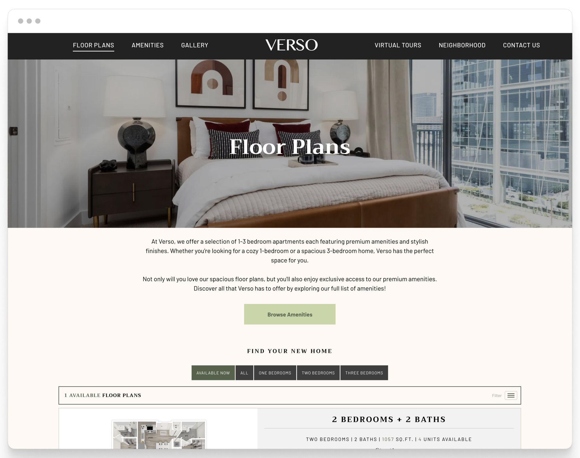 Floor Plans Page Preview of Verso Property Website Theme