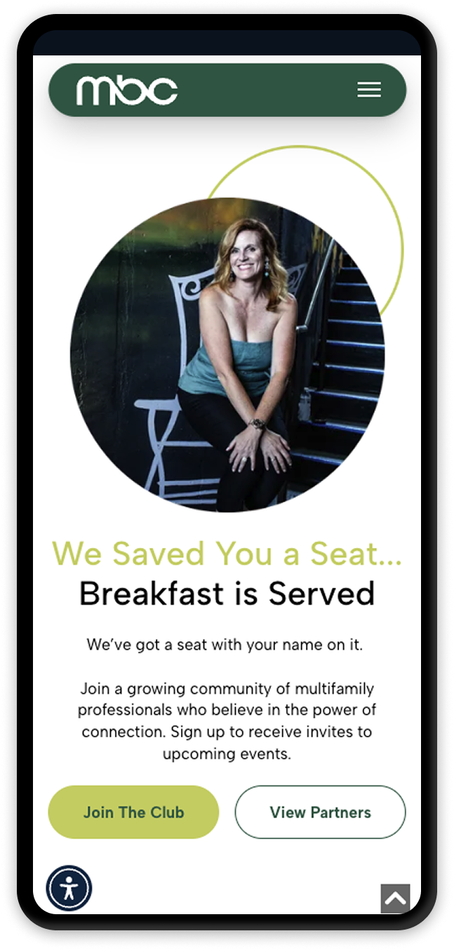 Multifamily Breakfast Club Website Mobile View