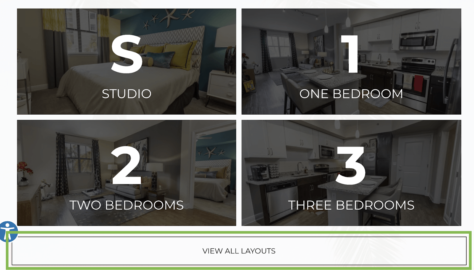 There are four different types of bedrooms in this apartment.