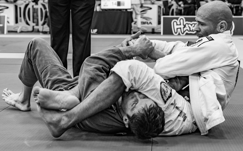 Men sparring in a Jiu Jitsu match